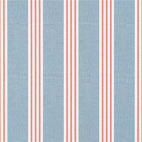 Canvas Stripe Blue and Coral T13362