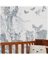 ANIMAL WALLPAPER - MAGICAL FOREST - SOFT TEAL