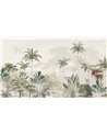 JUNGLE WALLPAPER - TROPICAL WILDERNESS - BEIGE-GREEN