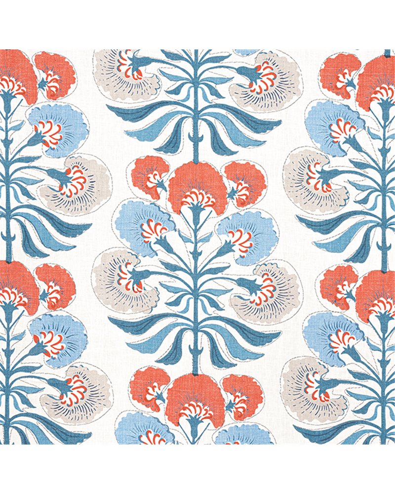 Tybee Tree French Blue and Coral F916213