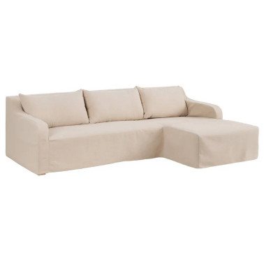 SOFÁ CHAISE LONGUE BEIGE TEJIDO SALÓN 249 X 160 X 73 CM REF.603248