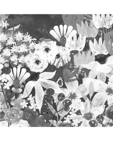 Jardin Fleuri Noir Et Blanc DOM3016