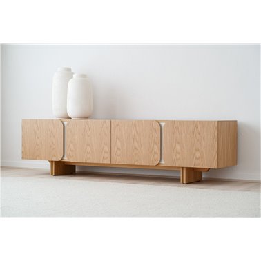 MUEBLE TV CURVA.ROBLE NATURAL,ARENA MATE