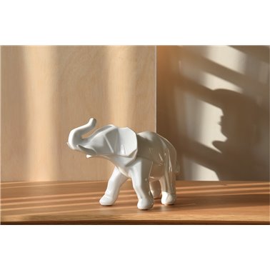 ESCULTURA CERÁMICA ELEFANTE BLANCO N1