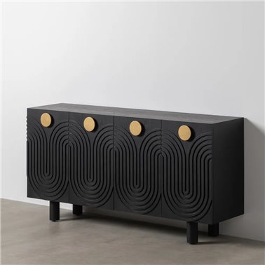 APARADOR NEGRO-ORO MADERA-METAL 160 X 40 X 80 CM REF.-611291