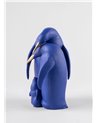 Escultura Familia de pingüinos. Serie Limitada. Azul y dorado