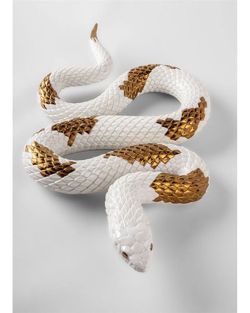 Escultura Serpiente. Blanco - cobre