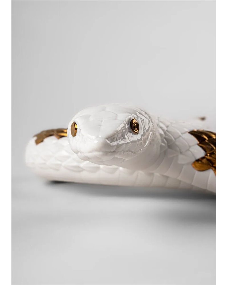 Escultura Serpiente. Blanco - cobre