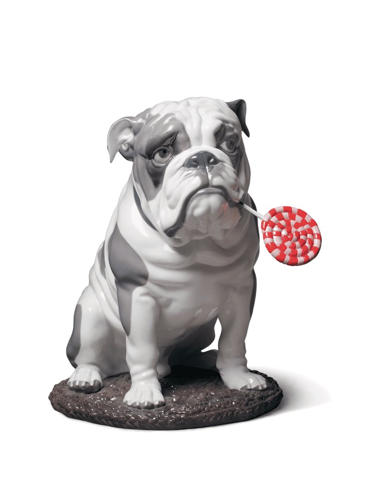 Figura perro Bulldog con piruleta