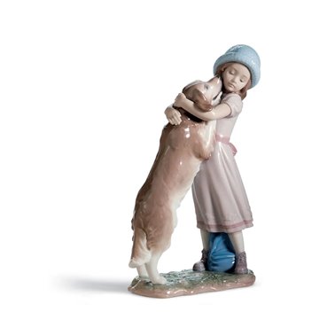 Figura niña con perro Cariñosa bienvenida