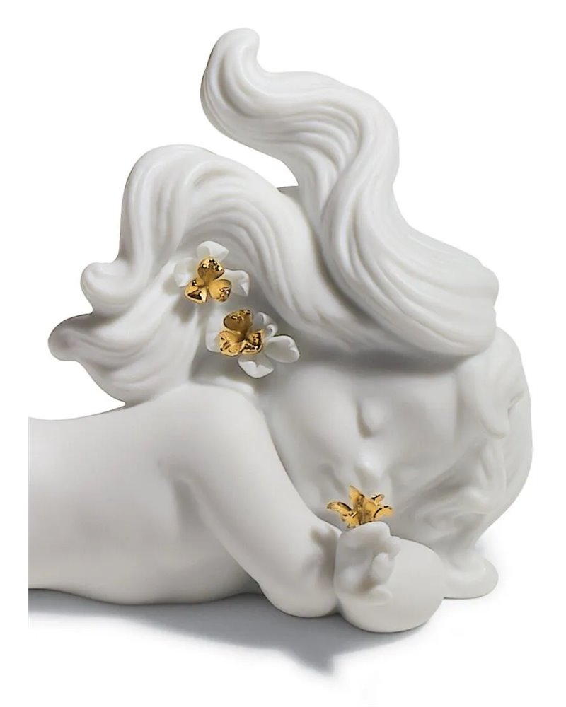 Figura sirena Soñando con el mar. Lustre oro