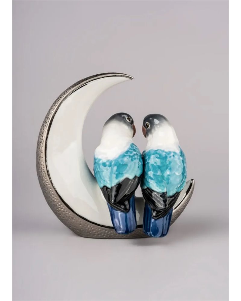 Figura pájaros Llévame a la luna. Lustre plata