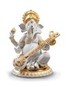 Figura Ganesha con Veena. Lustre oro