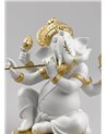 Figura Ganesha con Bansuri. Lustre oro