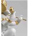 Figura Ganesha con Bansuri. Lustre oro