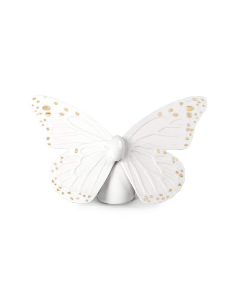 Figura Mariposa. Lustre oro y blanco