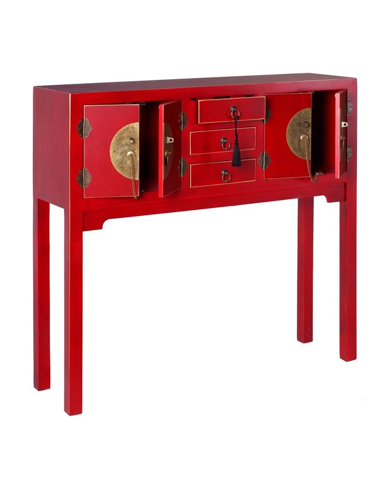 CONSOLA REF.-51148CONSOLA 4 PUERTAS Y 3 CAJONES ROJO 95 X 26 X 90 CM