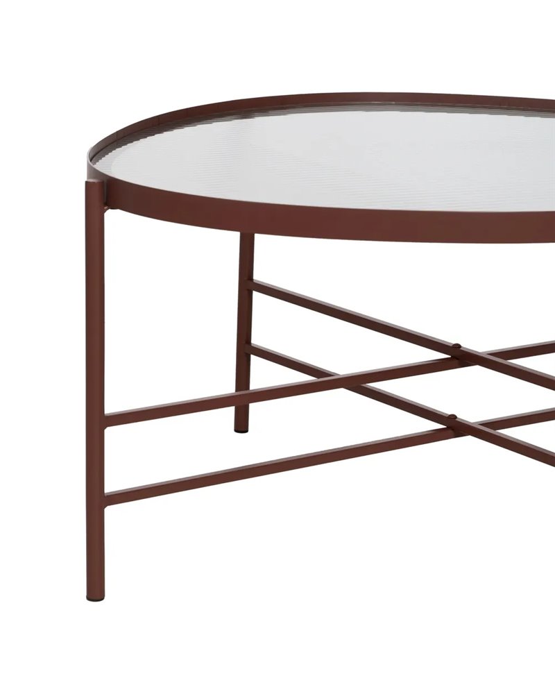 MESA CENTRO TEJA METAL-CRISTAL 78 X 68 X 37 CM