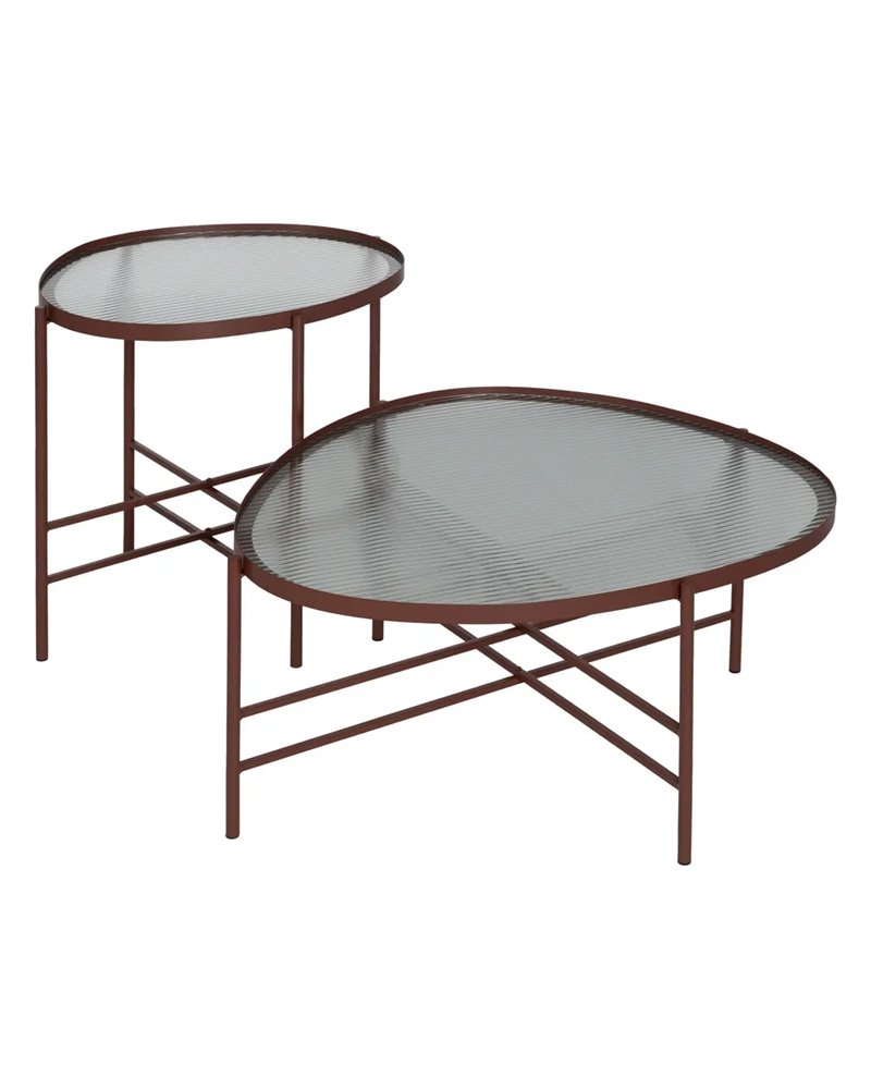 MESA CENTRO TEJA METAL-CRISTAL 78 X 68 X 37 CM