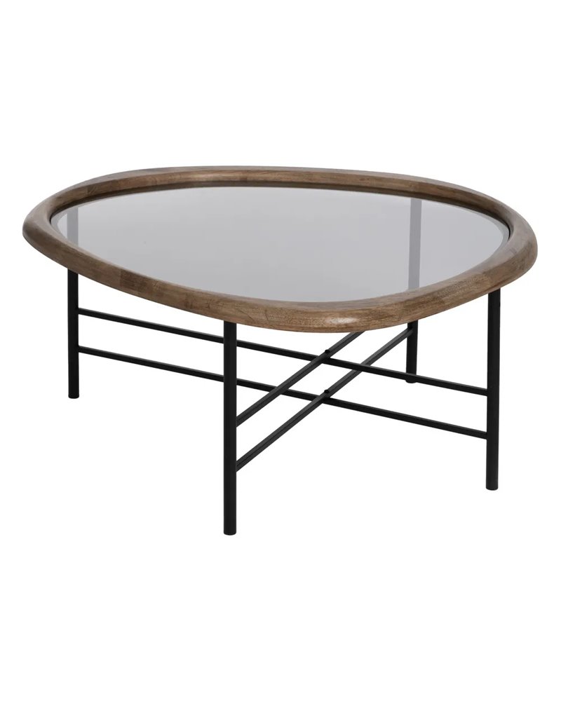 MESA CENTRO NATURAL-NEGRO MADERA-METAL 76 X 81 X 38 CM