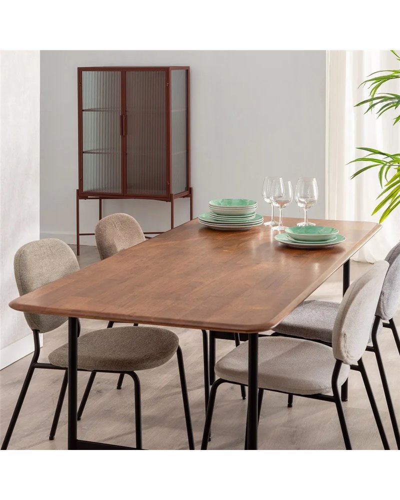 MESA COMEDOR MARRÓN-NEGRO MADERA-METAL 180 X 80 X 76 CM