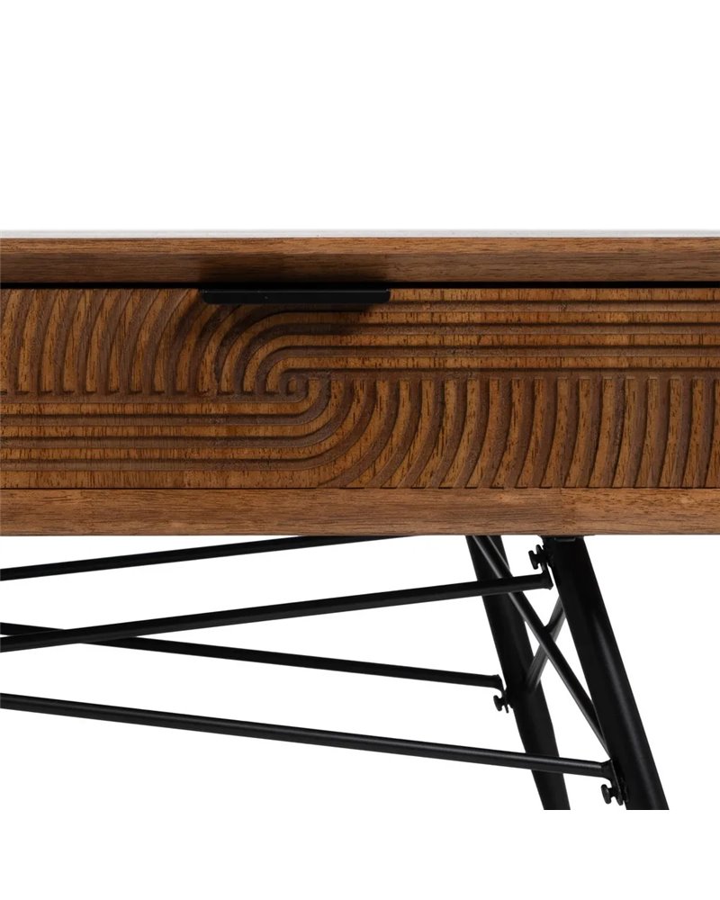 MESA CENTRO MARRÓN-NEGRO MADERA-METAL 120 X 60 X 40 CM