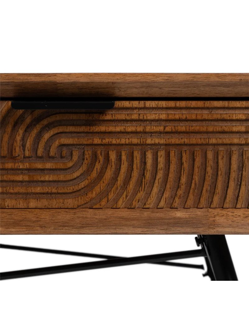 MESA CENTRO MARRÓN-NEGRO MADERA-METAL 120 X 60 X 40 CM