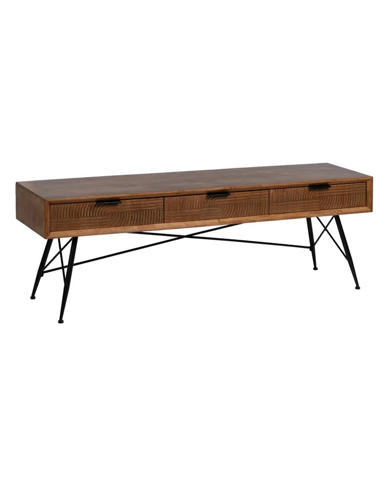 MESA CENTRO MARRÓN-NEGRO MADERA-METAL 150 X 40 X 50 CM