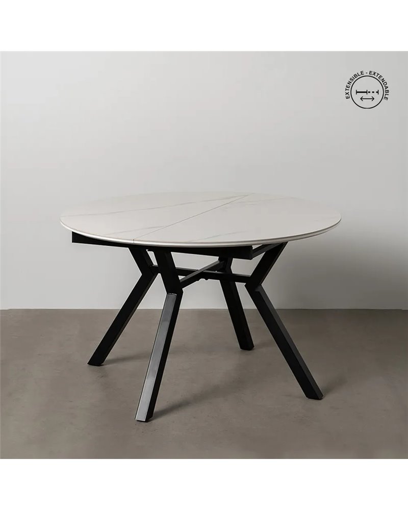 MESA EXTENSIBLE BLANCO-NEGRO 120 X 120 X 75 CM