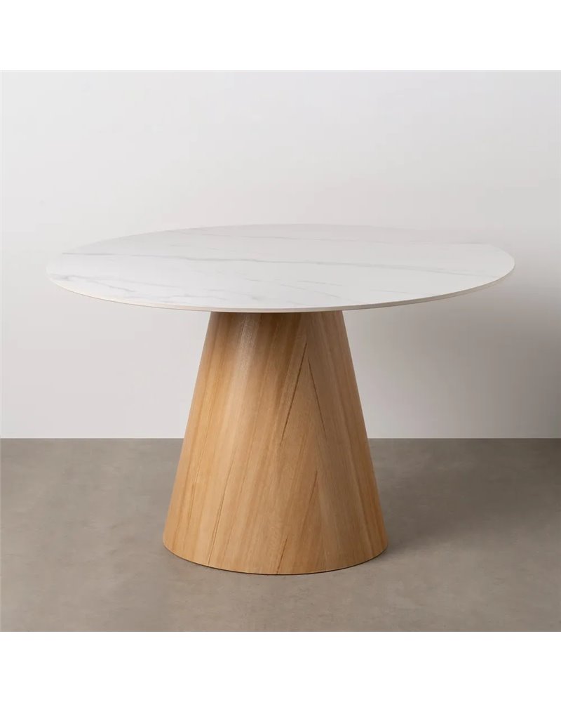 MESA COMEDOR BLANCO-NATURAL 120 X 120 X 75 CM