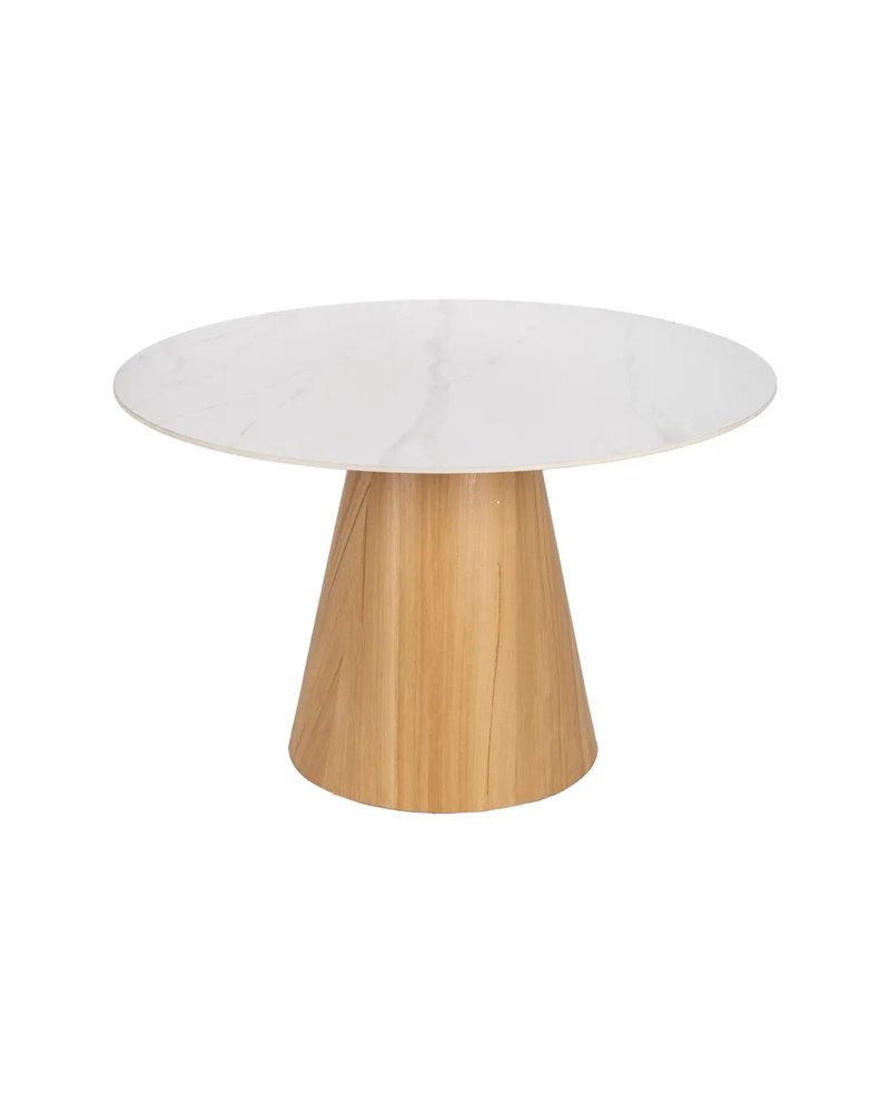 MESA COMEDOR BLANCO-NATURAL 120 X 120 X 75 CM