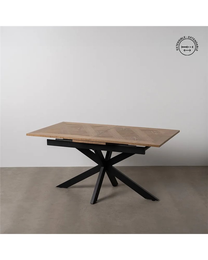 MESA EXTENSIBLE NATURAL-NEGRO DM-METAL 160 X 90 X 77 CM