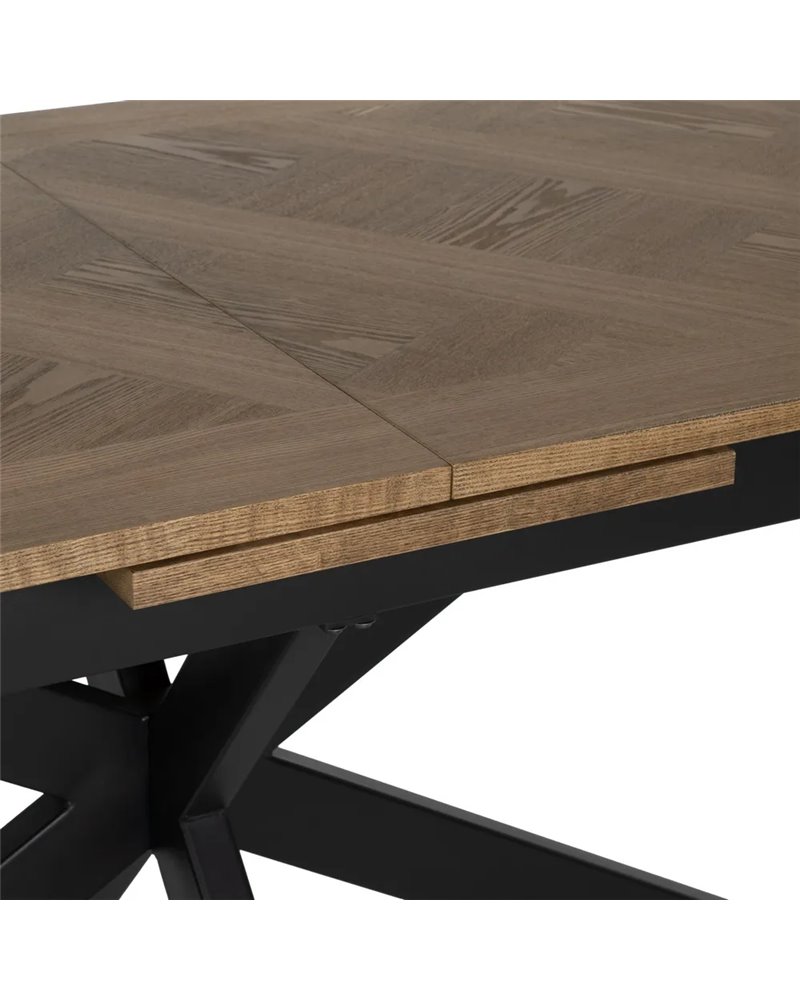 MESA EXTENSIBLE NATURAL-NEGRO DM-METAL 160 X 90 X 77 CM