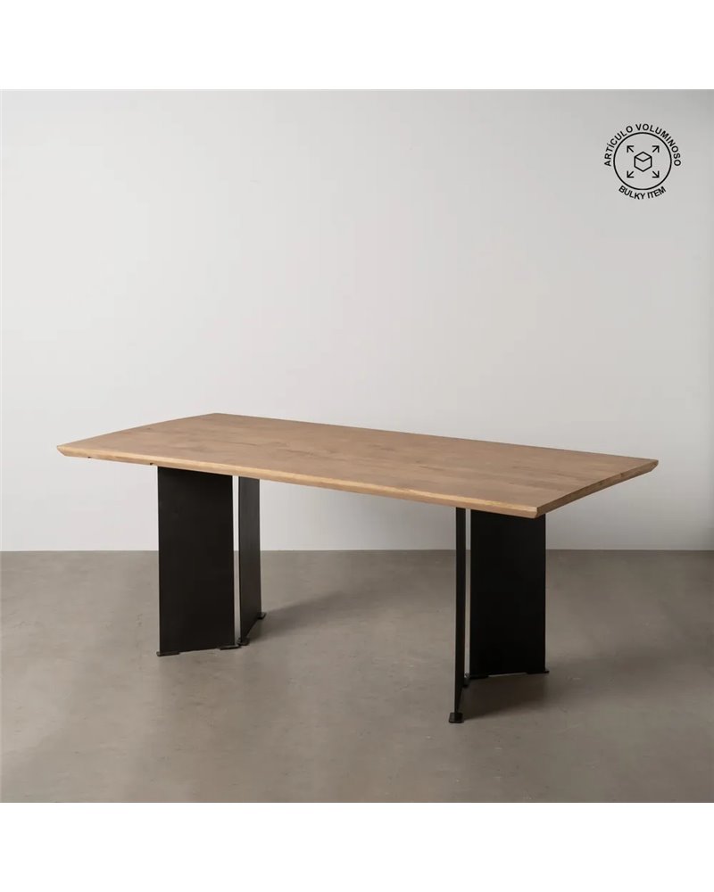 MESA COMEDOR NATURAL MADERA-HIERRO SALÓN 190 X 90 X 77 CM