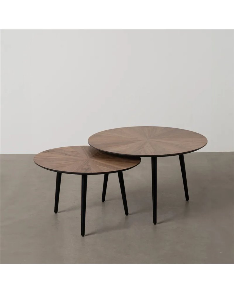 S/2 MESA CENTRO NATURAL-NEGRO DM-METAL 70 X 70 X 40 CM