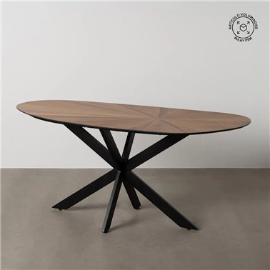 MESA COMEDOR NATURAL-NEGRO DM-METAL 178 X 80 X 77 CM