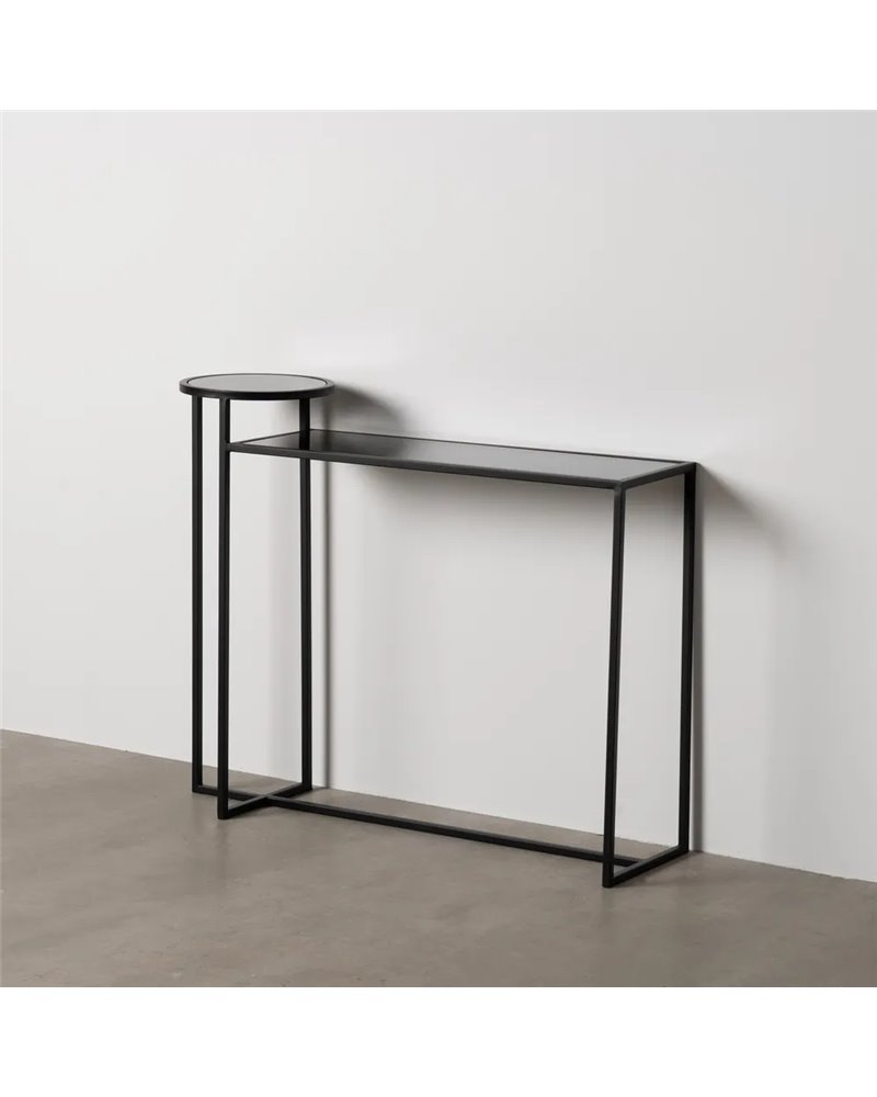 CONSOLA NEGRO METAL-CRISTAL 101 X 30 X 83 CM