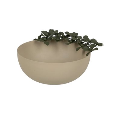 CENTRO MESA FLORES BEIGE-VERDE METAL 25 X 25 X 11 CM